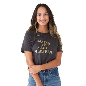 NWT Bando tee “make it all happen” in gold sparkly lettering